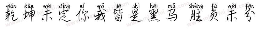乾坤未定你我皆是黑马 胜负未分字体转换